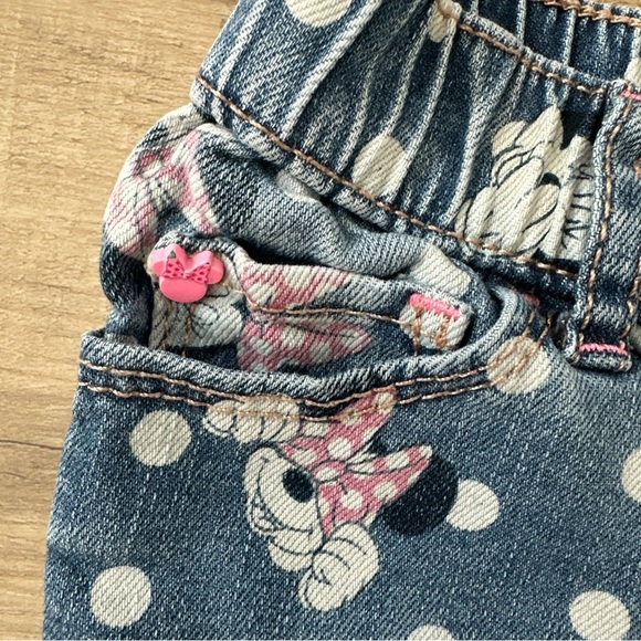 Disney Minnie Mouse Gap Baby Shorts 4 Toddler Pink Bow & Denim Polk A Dots - Picture 3 of 6